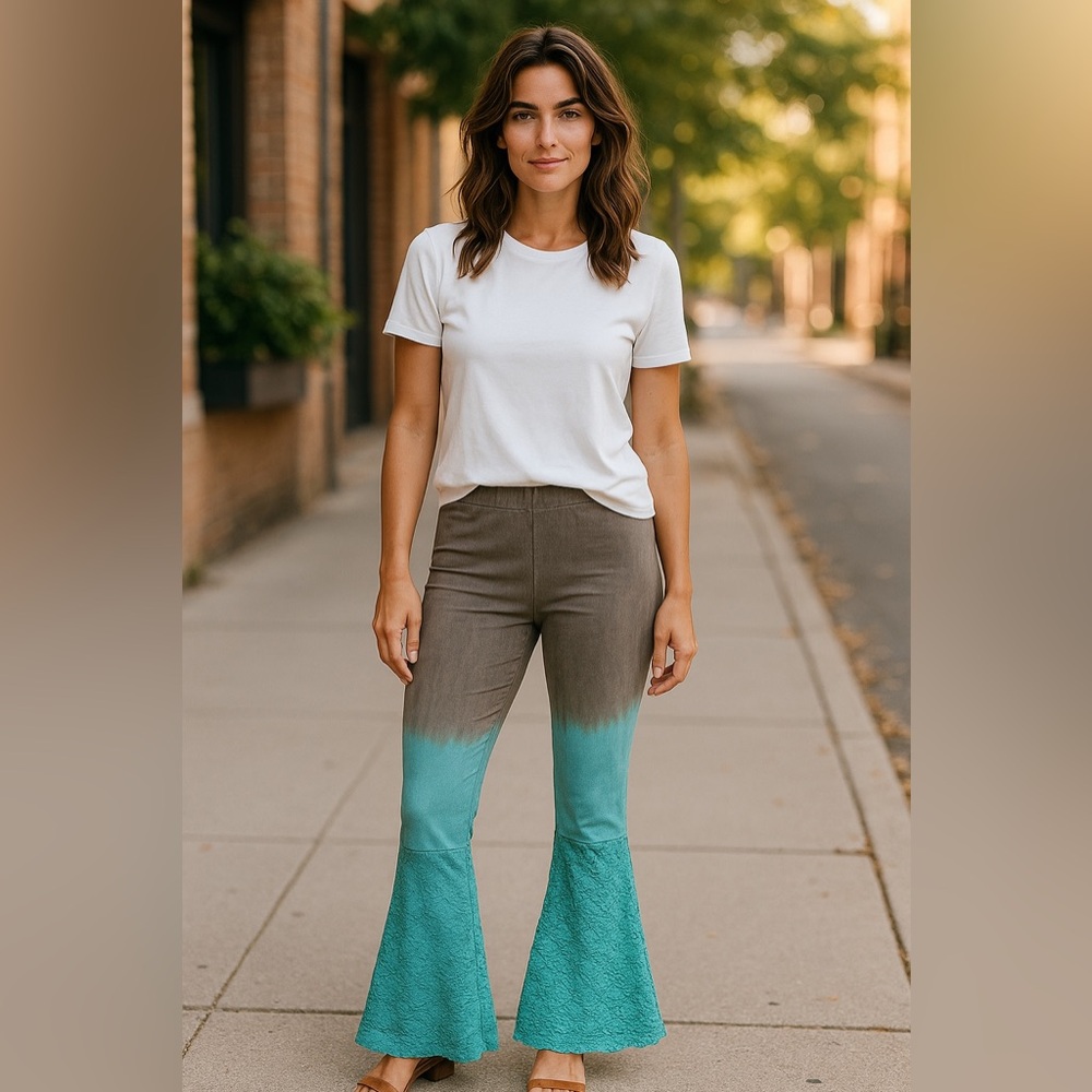 T-Party Tie Dye Flare Lace Bottoms Leggings